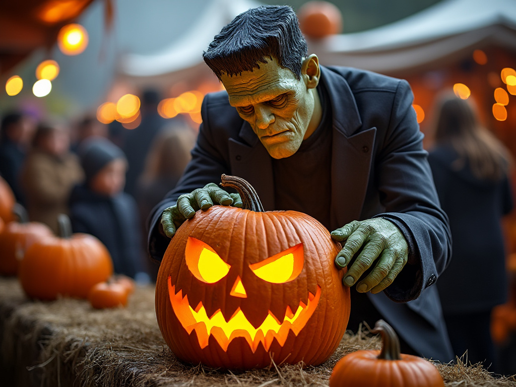 Frankenstein Pumpkin Carving 11