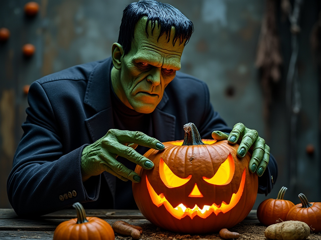 Frankenstein Pumpkin Carving 12