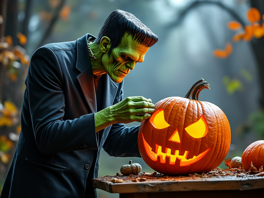 Frankenstein Pumpkin Carving 2