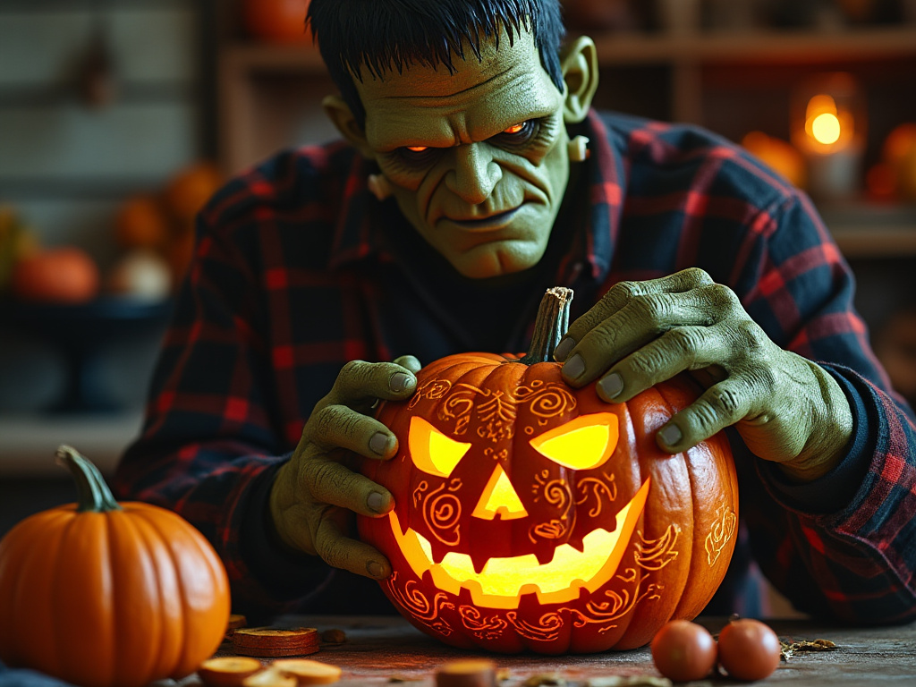 Frankenstein Pumpkin Carving 5