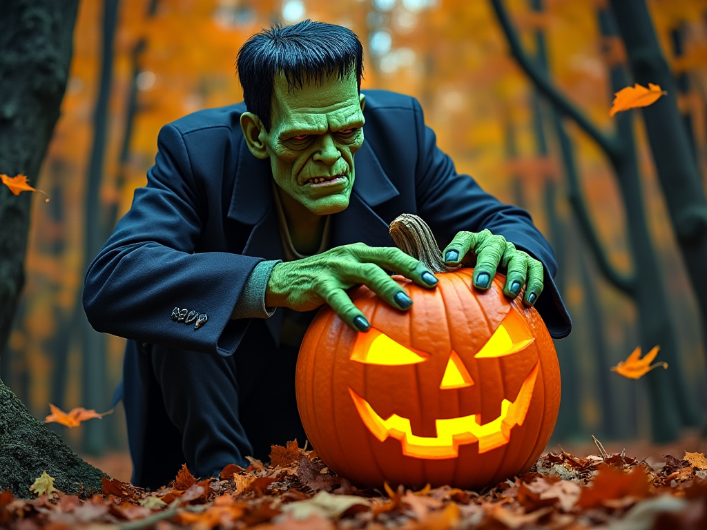 Frankenstein Pumpkin Carving 6