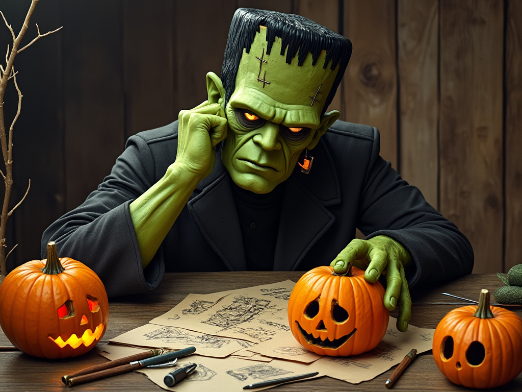 Frankenstein Pumpkin Carving 8