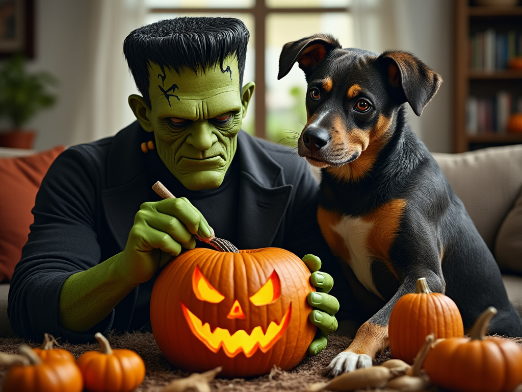 Frankenstein Pumpkin Carving 9